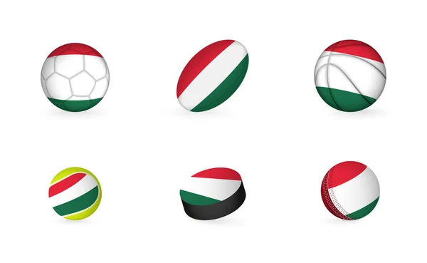Sportovní Vybavení Vlajkou Maďarska Sada Ikon Sportu — Stockový vektor