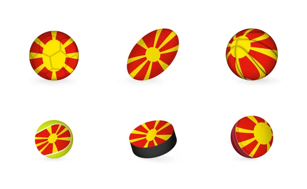 Equipamiento Deportivo Con Bandera Macedonia Juego Iconos Deportivos — Vector de stock