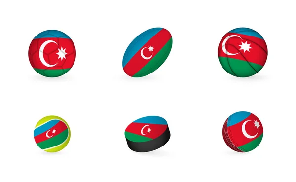 Sportovní Vybavení Vlajkou Ázerbájdžánu Sada Ikon Sportu — Stockový vektor