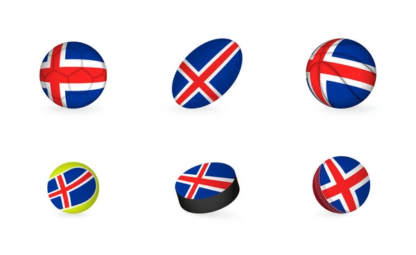 Sports Equipment Flag Iceland Sports Icon Set — Stock Vector