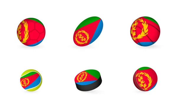 Equipamiento Deportivo Con Bandera Eritrea Juego Iconos Deportivos — Vector de stock