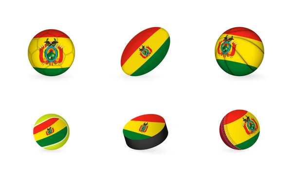Sportovní Vybavení Vlajkou Bolívie Sada Ikon Sportu — Stockový vektor
