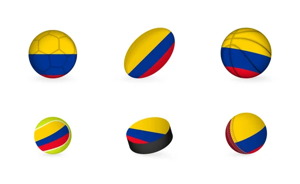 Equipamiento Deportivo Con Bandera Colombia Juego Iconos Deportivos — Vector de stock