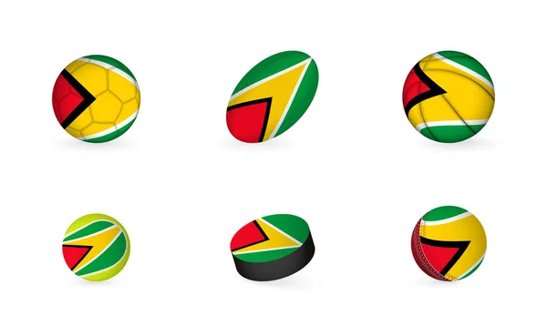 Equipamiento Deportivo Con Bandera Guyana Juego Iconos Deportivos — Vector de stock