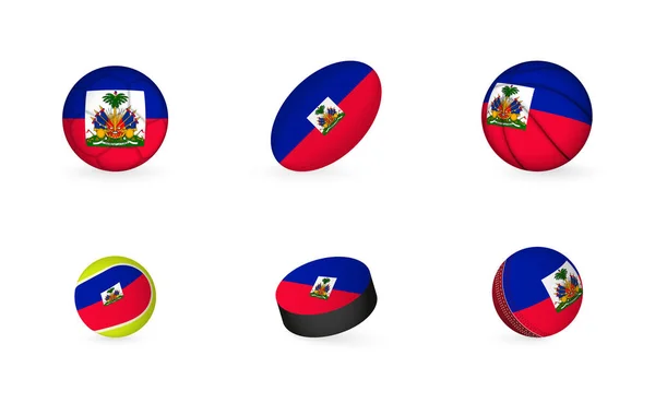 Sportausrüstung Mit Flagge Von Haiti Sport Ikone Gesetzt — Stockvektor