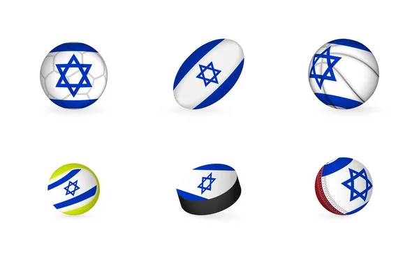 Sportuitrusting Met Vlag Van Israël Sport Icoon Set — Stockvector