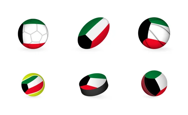 悬挂科威特国旗的体育设备 体育图标集 — 图库矢量图片