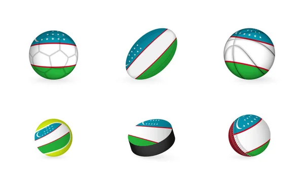 Sportovní Vybavení Vlajkou Uzbekistánu Sada Ikon Sportu — Stockový vektor