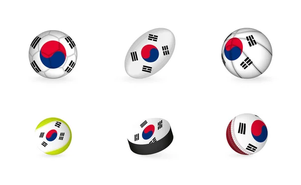 Sportausrüstung Mit Flagge Südkoreas Sport Ikone Gesetzt — Stockvektor
