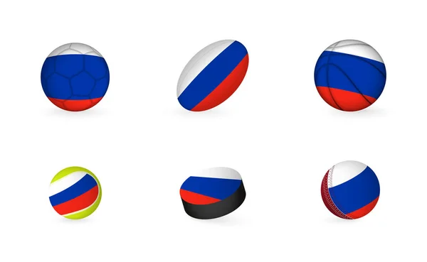Rusya Bayrağı Taşıyan Spor Aletleri Spor Simgesi Seti — Stok Vektör