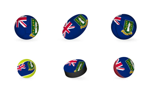 Sports Equipment Flag British Virgin Islands Sports Icon Set — Stock Vector