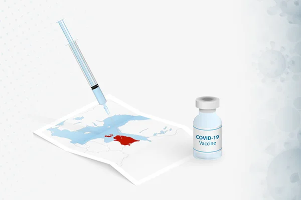 Estónia Vacinação Injecção Com Vacina Covid Mapa Estónia — Vetor de Stock