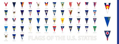 Üçgen bayrak dikey simgesi, ABD bayrakları. Vektör koleksiyonu.