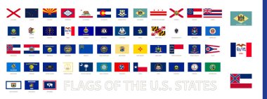 All flags of the US States in official proportions. Flags collection. clipart
