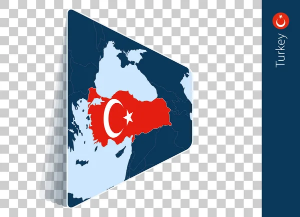 Карта Туреччини Прапор Прозорому Тлі — стоковий вектор