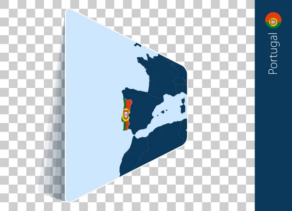 葡萄牙在透明背景下的地图和旗帜 — 图库矢量图片