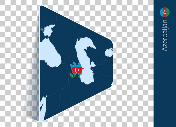 Şeffaf Arkaplanda Azerbaycan Haritası Bayrağı — Stok Vektör
