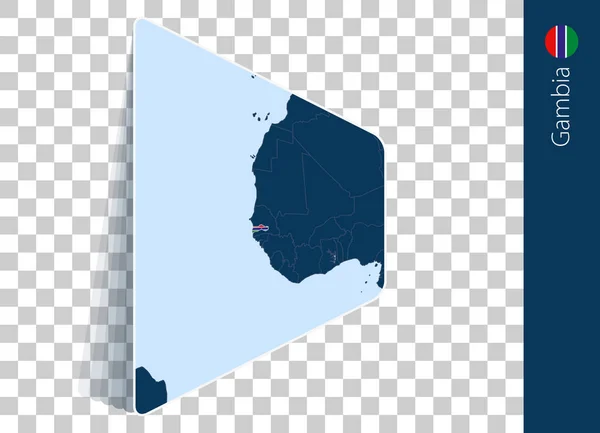 Plattegrond Vlag Van Gambia Transparante Achtergrond — Stockvector