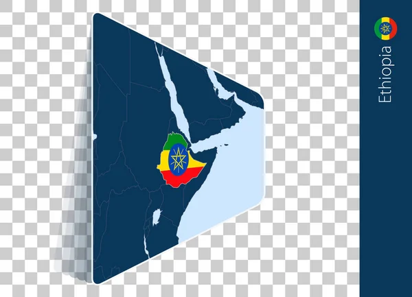 透明背景下的埃塞俄比亚地图和旗帜 — 图库矢量图片
