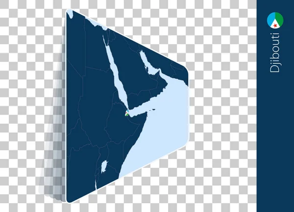 ジブチ地図と透明背景の旗 — ストックベクタ