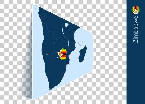Mapa Flaga Zimbabwe Przejrzystym Tle — Wektor stockowy