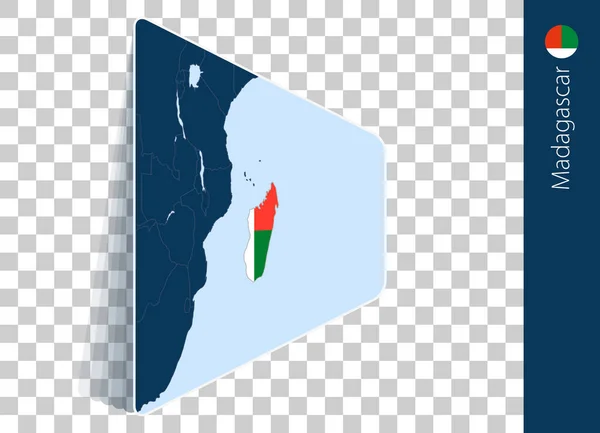 透明背景下的马达加斯加地图和旗帜 — 图库矢量图片