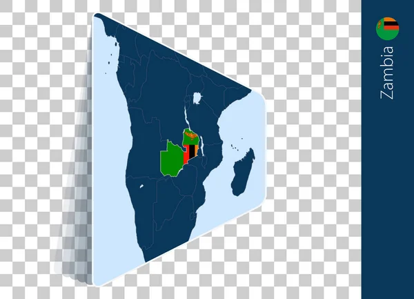 Zambia Mappa Bandiera Sfondo Trasparente — Vettoriale Stock