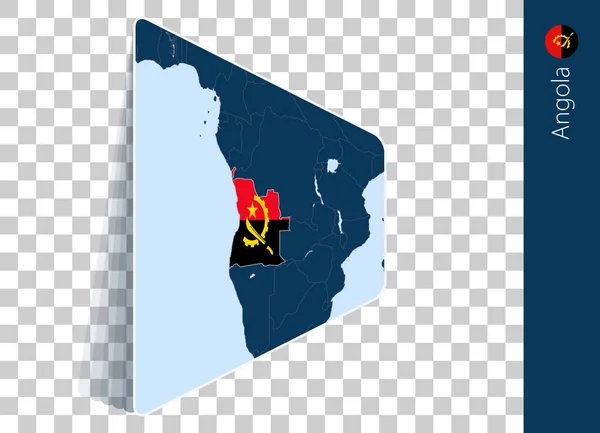 Angola Kaart Vlag Transparante Achtergrond — Stockvector