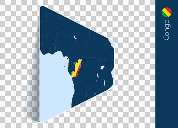 Congo Mapa Bandera Sobre Fondo Transparente — Vector de stock