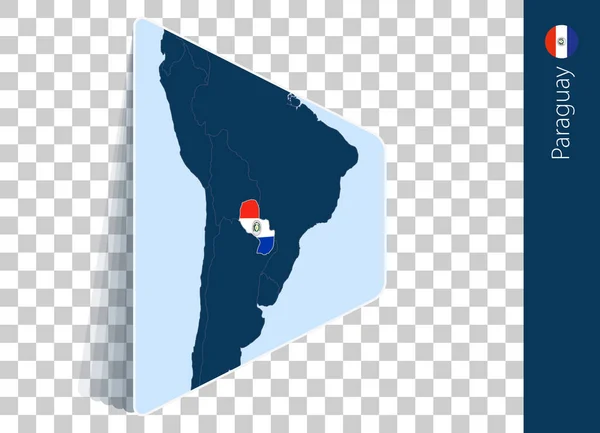 Paraguay Karte Und Flagge Auf Transparentem Hintergrund — Stockvektor