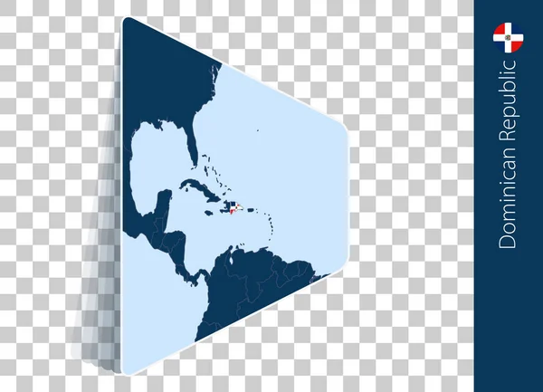 Plattegrond Vlag Dominicaanse Republiek Transparante Achtergrond — Stockvector