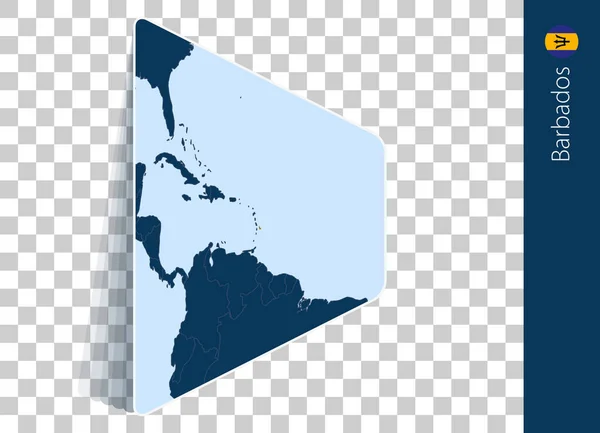 Barbados Mapa Bandera Sobre Fondo Transparente — Vector de stock