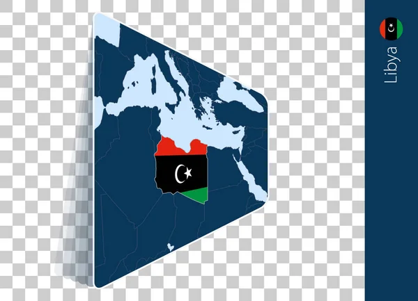 透明背景下的利比亚地图和旗帜 — 图库矢量图片