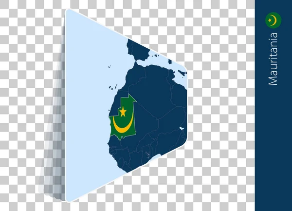 Mauritania Mapa Bandera Sobre Fondo Transparente — Archivo Imágenes Vectoriales