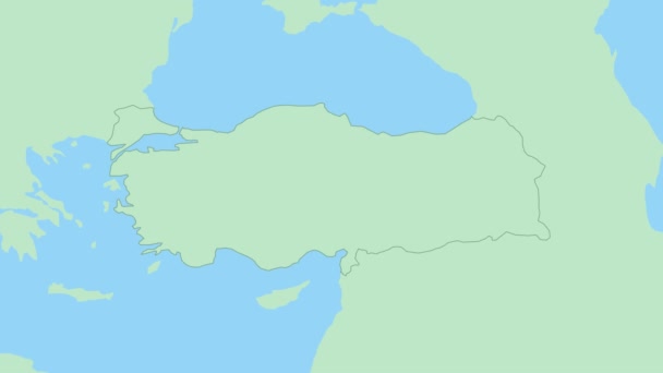 Mapa Turquia Com Pino Capital País Turquia Mapa Com Países — Vídeo de Stock