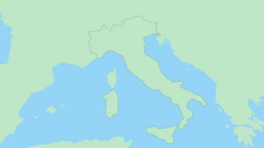 Ülke sermayesi broşlu İtalya haritası. Komşu ülkelerle yeşil renkli İtalya Haritası.