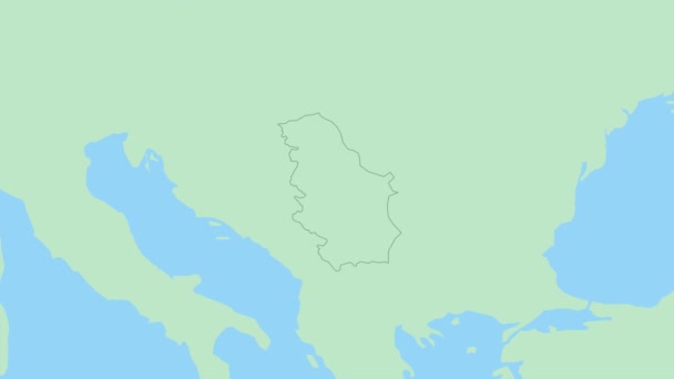 Peta Serbia Dengan Pin Ibukota Negara Peta Serbia Dengan Negara — Stok Video