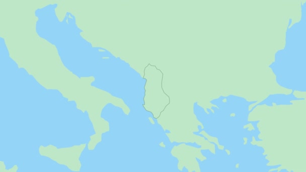 Mapa Albania Con Pin Capital Del País Albania Mapa Con — Vídeos de Stock