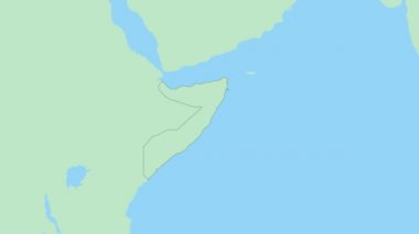 Ülke başkenti broşlu Somali haritası. Komşu ülkelerle yeşil renkli Somali Haritası.