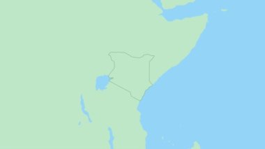 Kenya haritası ve ülke başkenti broşu. Kenya Haritası çevre ülkelerle yeşil renkli.