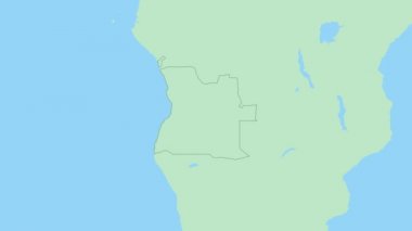 Angola haritası ve ülke başkenti broşu. Angola Haritası çevre ülkelerle yeşil renkli.