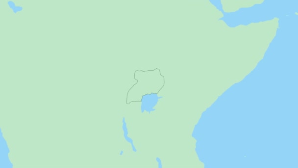 Χάρτης Της Ουγκάντα Καρφίτσα Της Πρωτεύουσας Της Χώρας Ουγκάντα Χάρτης — Αρχείο Βίντεο