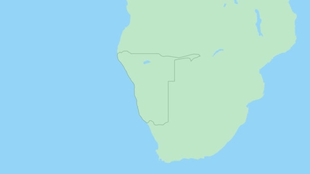 Peta Namibia Dengan Pin Ibukota Negara Peta Namibia Dengan Negara — Stok Video
