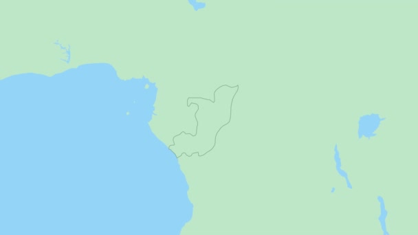 コンゴの地図首都のピンで 緑の色で近隣諸国とのコンゴマップ — ストック動画