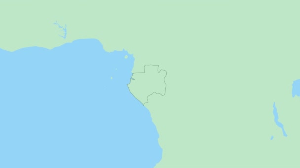 Mapa Gabonu Szpilką Kapitału Kraju Gabon Mapa Sąsiednimi Krajami Zielonym — Wideo stockowe