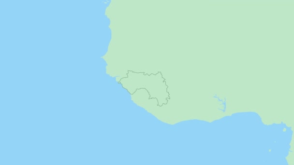 几内亚地图 有国家首都的别针 几内亚与邻国的绿色地图 — 图库视频影像
