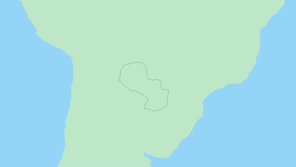 Mapa Paraguai Com Pino Capital País Paraguai Mapa Com Países — Vídeo de Stock