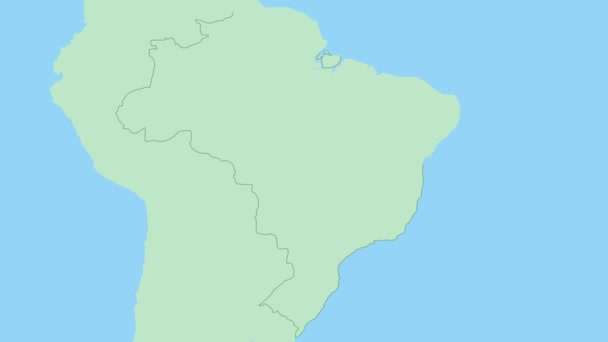 Brezilya Haritası Ülke Sermayesi Broşlu Komşu Ülkelerle Yeşil Renkli Brezilya — Stok video