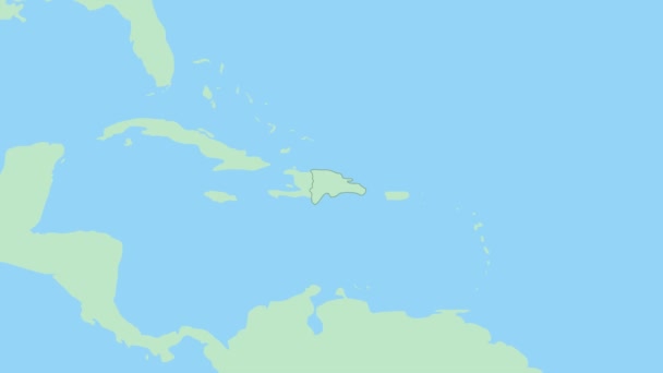 Mapa República Dominicana Com Pino Capital País República Dominicana Mapa — Vídeo de Stock