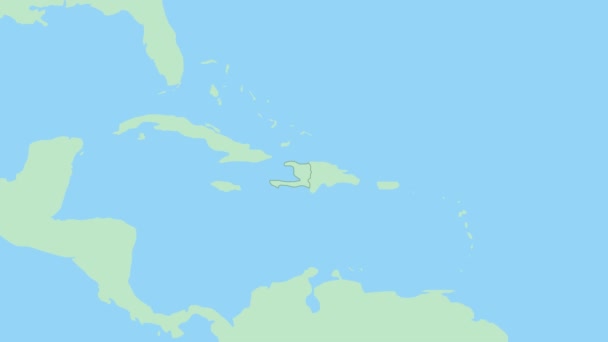 Mapa Haiti Com Pino Capital País Haiti Mapa Com Países — Vídeo de Stock